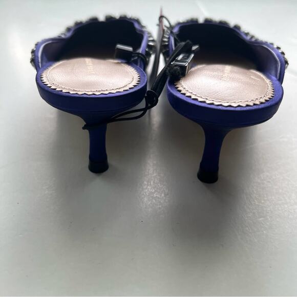 Zara Satin Embellished Rhinestone Fringe Heeled Mules Size 6.5 - Picture 8 of 9
